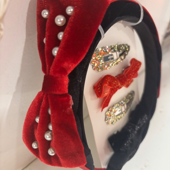 Cat & Jack Hair Accessories 6 pack 2 headbands, 4 bows Holiday Christmas - Picture 5 of 5